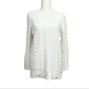 Esprit White Braided Sweater L